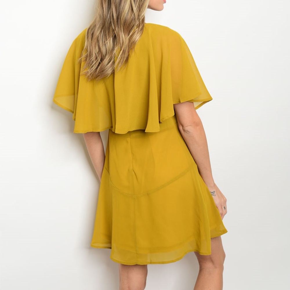 Mustard Flutter Dress - Picture 2 of 4